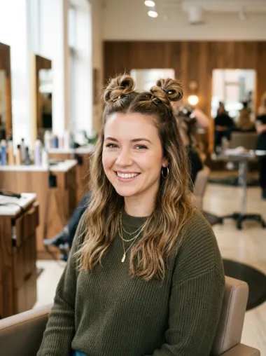 Half up space buns