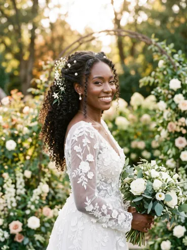 Half up style with curls