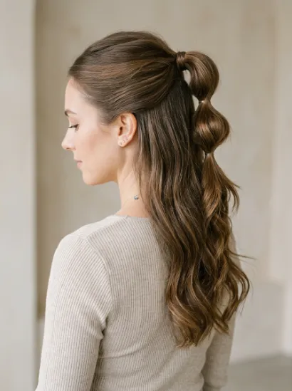 Half up tiered ponytail