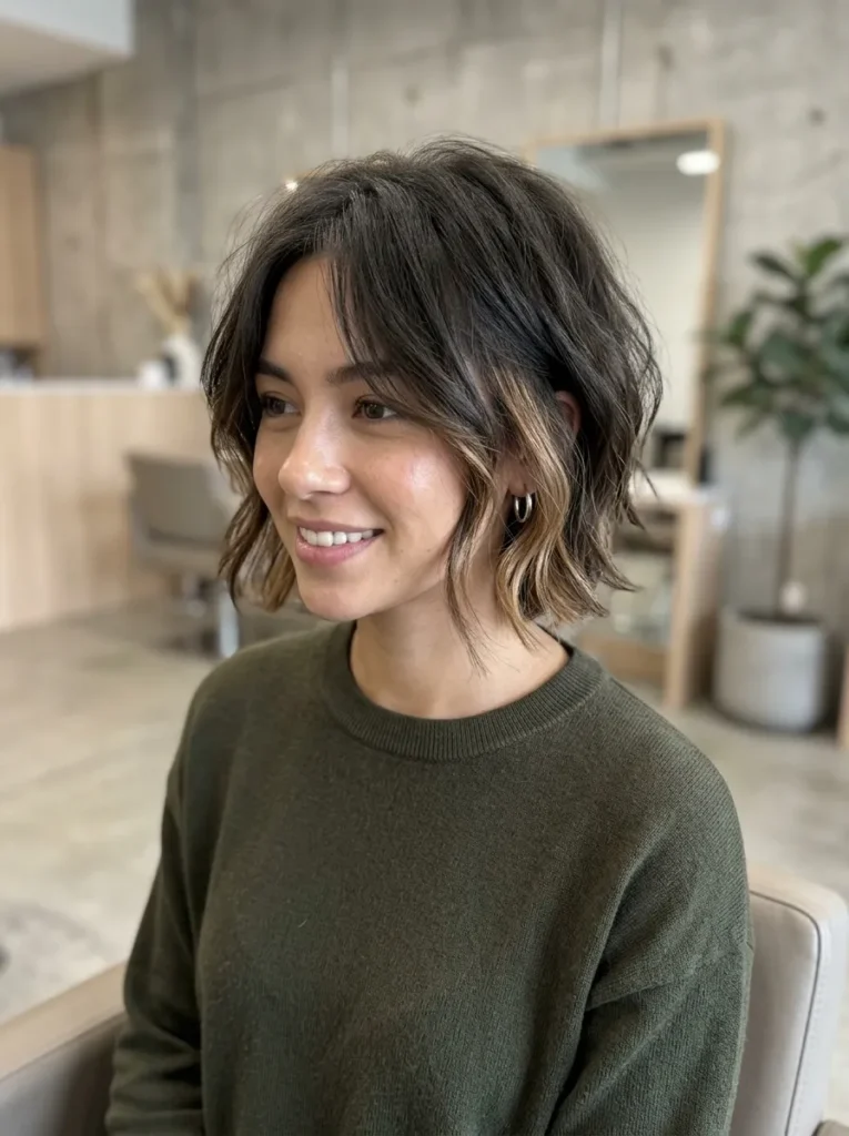Hidden balayage with short layers