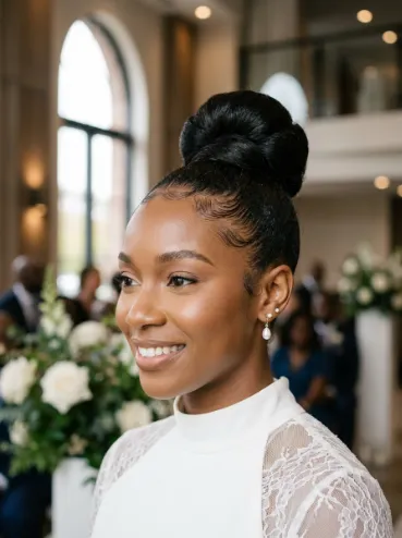High bun with baby hair