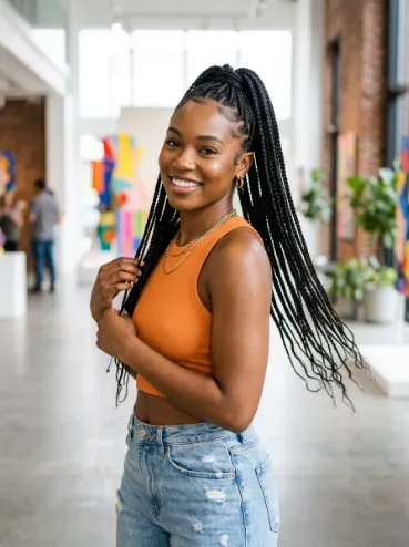 High ponytail box braids