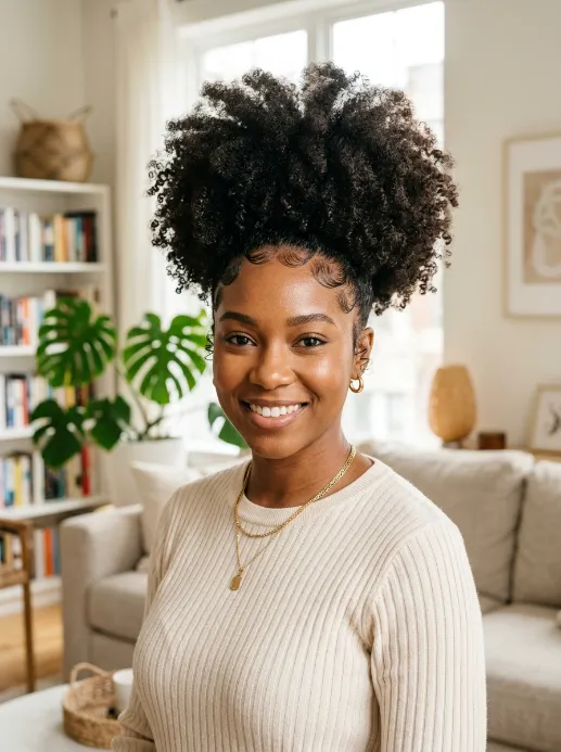 High puff with baby hairs