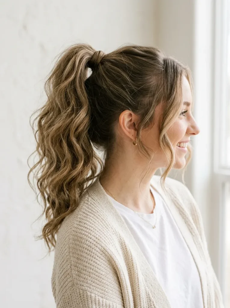 High wavy ponytail