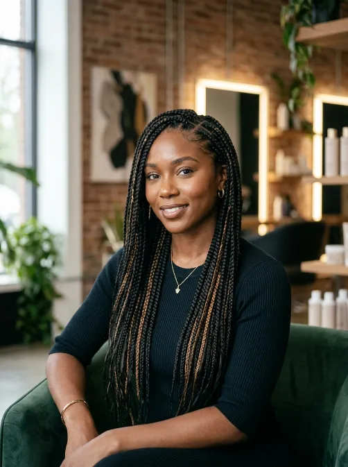 Highlighted knotless braids