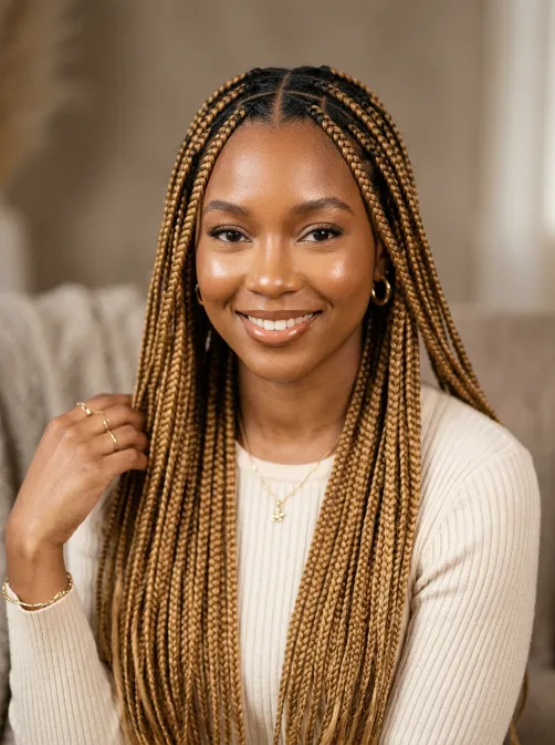 Honey blonde knotless braids