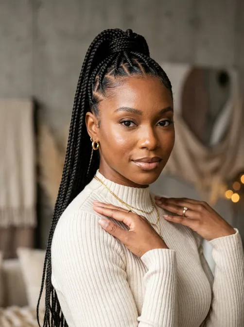 Knotless braid ponytail