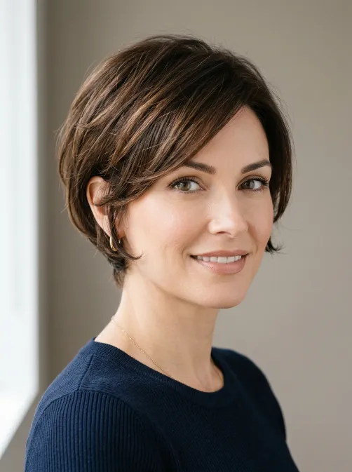 Layered pixie with soft ends