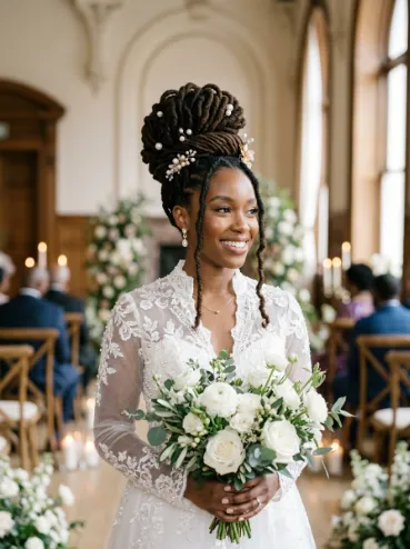 Loc updo with wrapped base