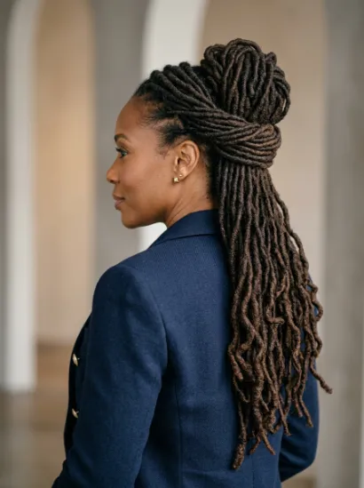 Loc updo with wrapped base