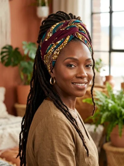 Locs with a headwrap
