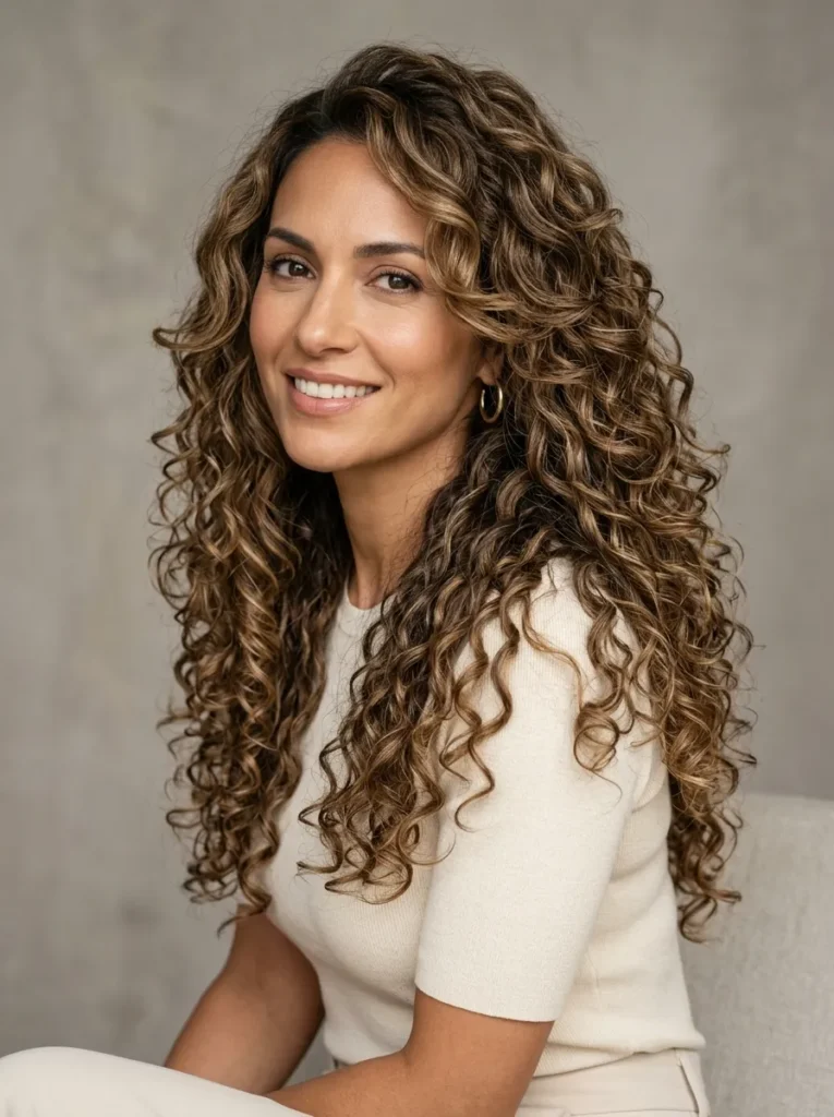 Long layered curls perm