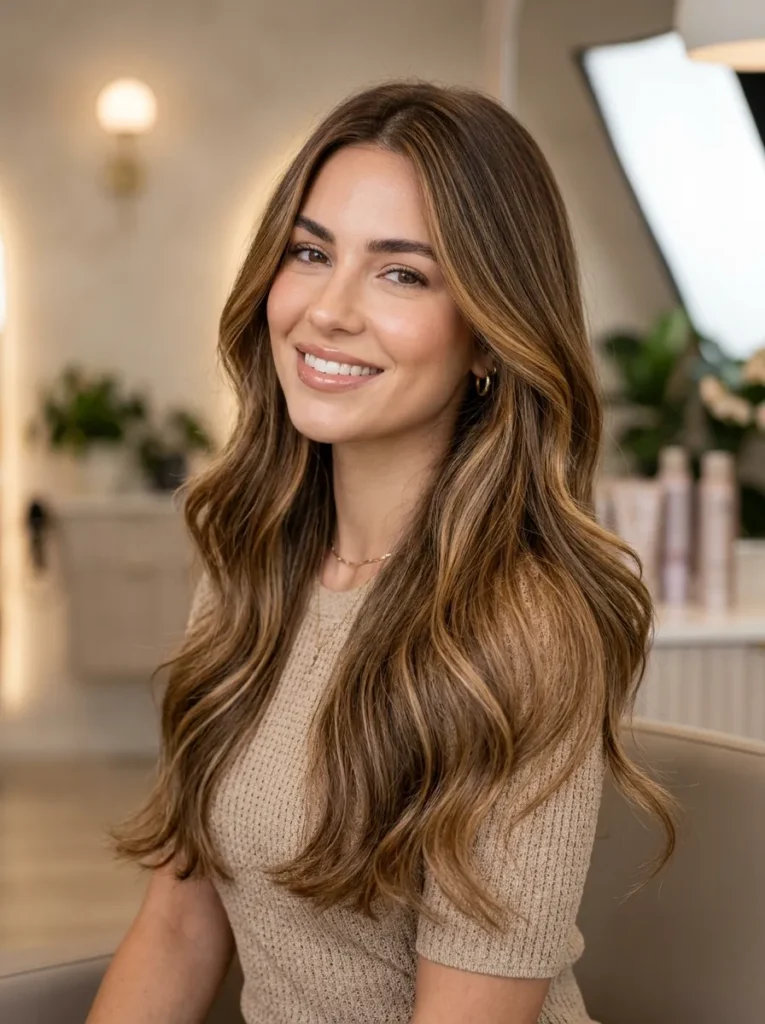 Long layers with honey balayage