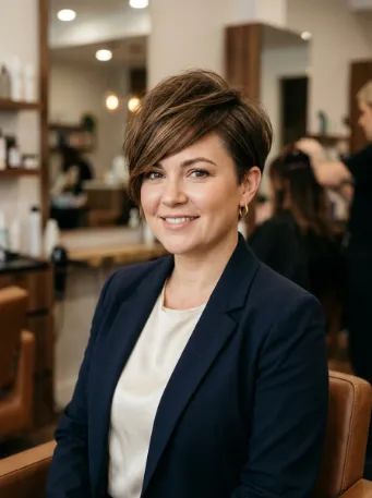 Long pixie with side swept bangs