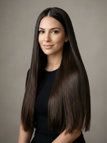 Long straight dark brown hair