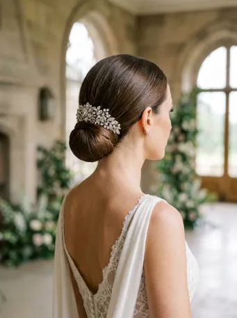 Low bun with hairpiece