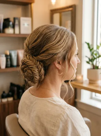 Low fishtail bun