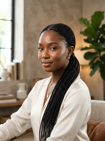 Low ponytail box braids