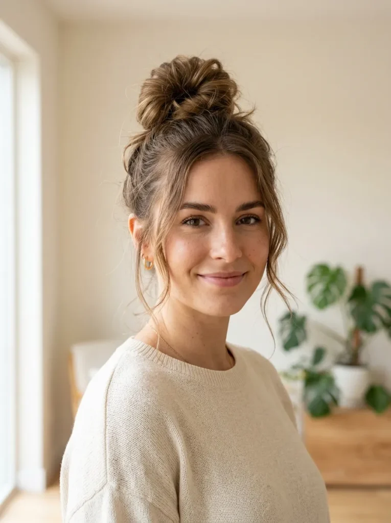 Messy top knot