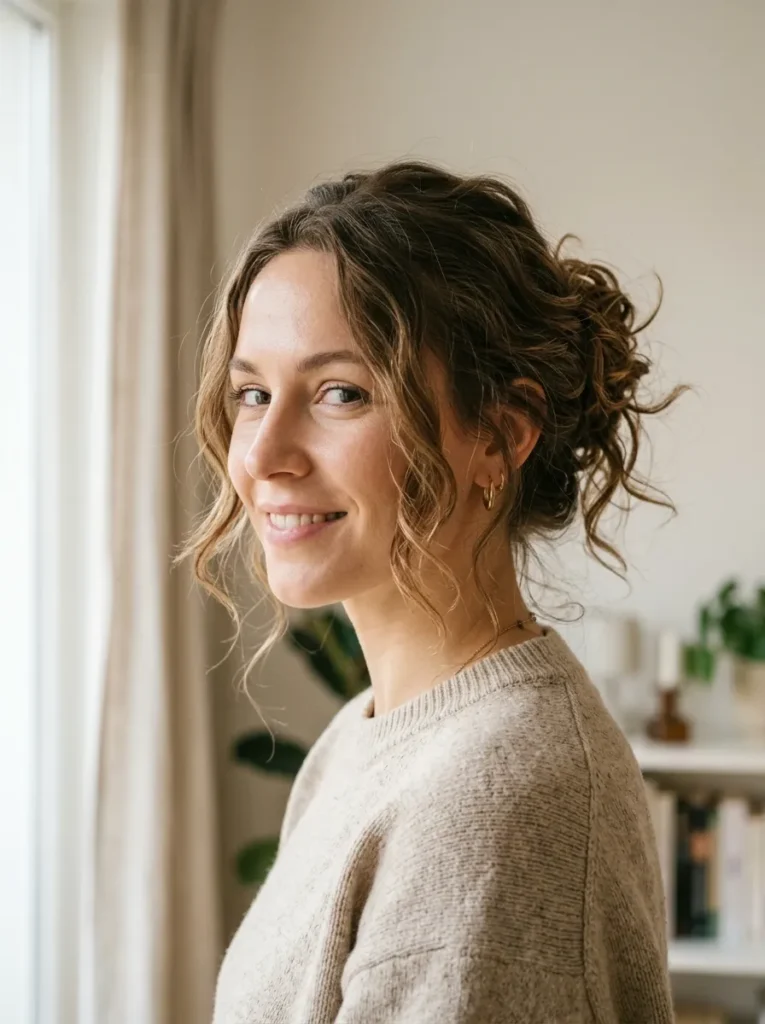 Messy wavy bun