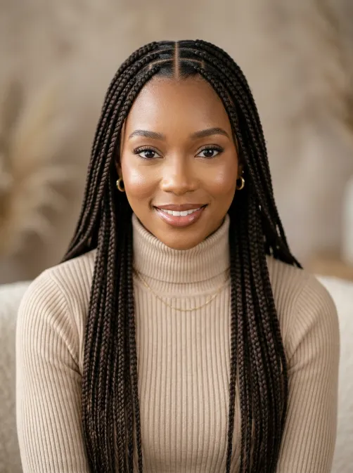 Middle part knotless braids