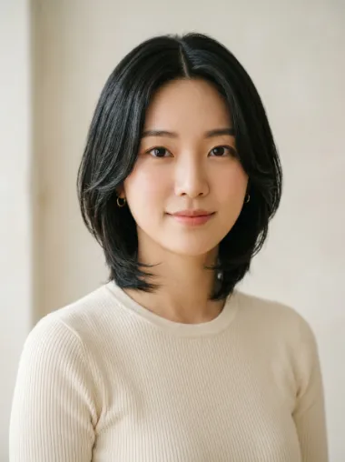 Middle part layered bob