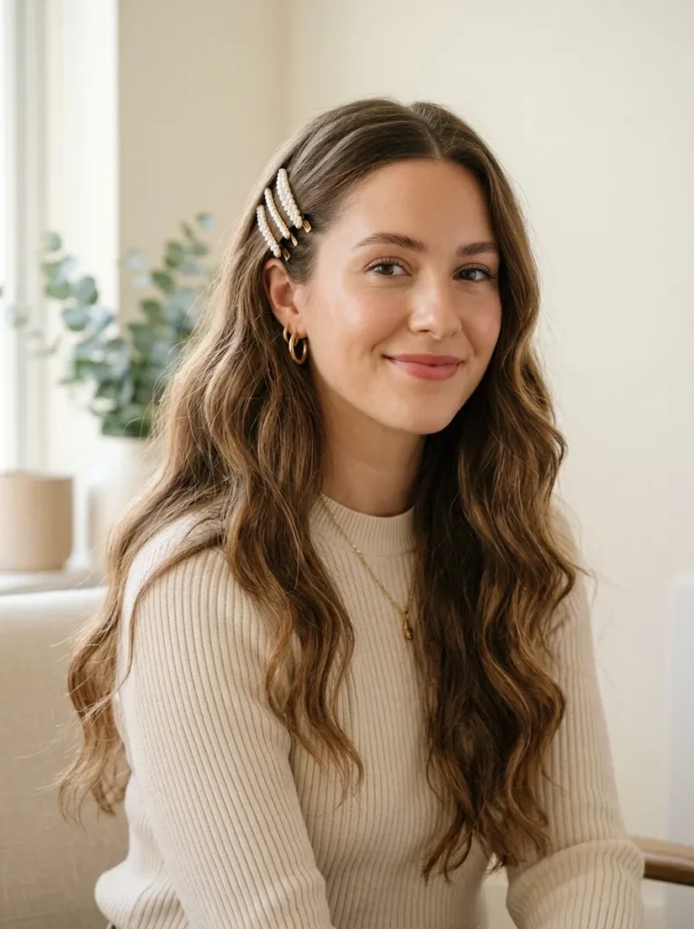 Pinned back waves with clips