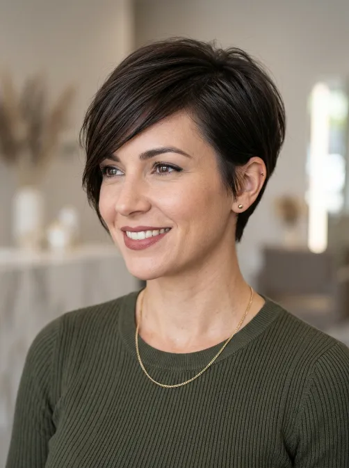 Pixie with long bangs