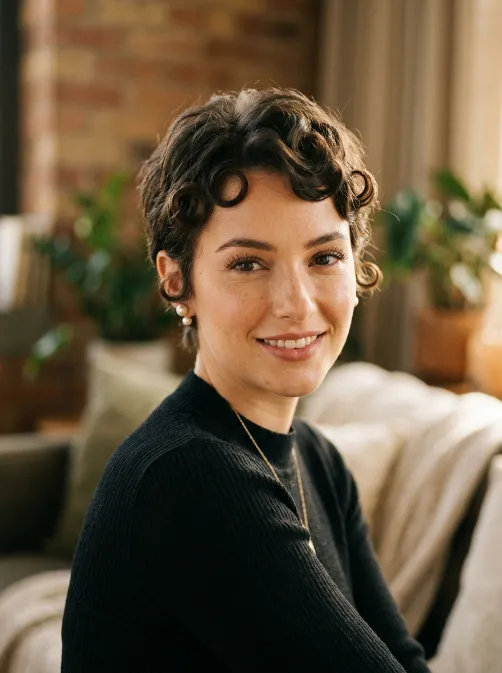 Pixie with pin curls