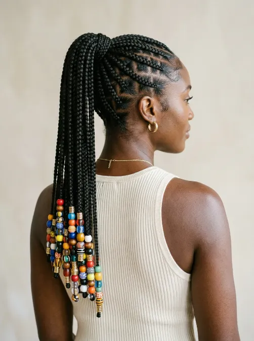 Ponytail with beads