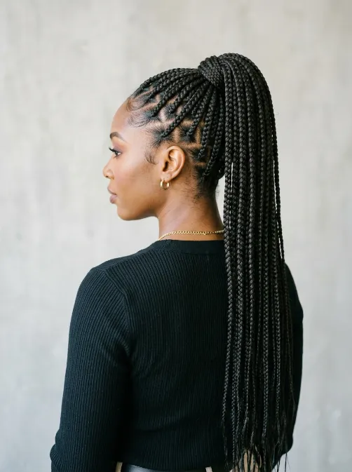Ponytail with box braids
