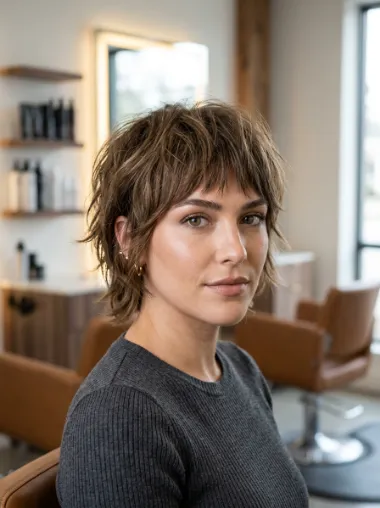 Short wolf cut with bangs