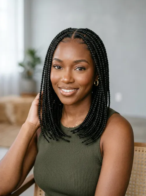 Shoulder length knotless braids