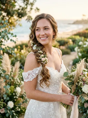 Side braid with curls