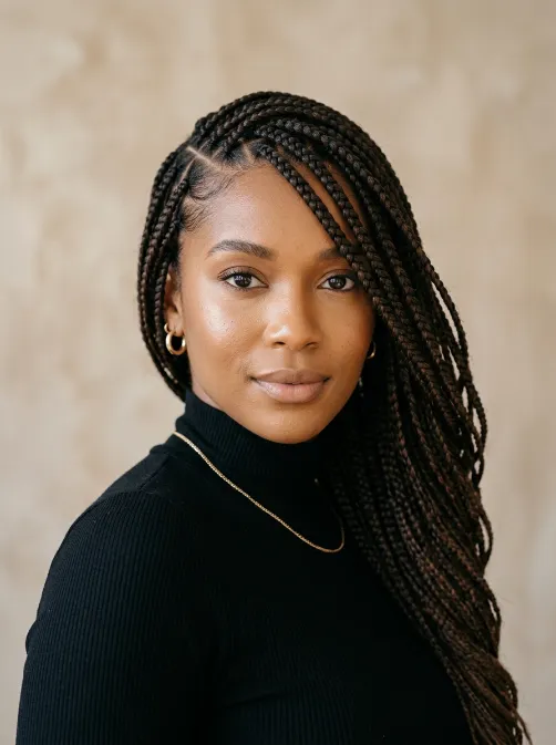 Side part knotless braids