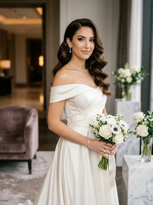 Side part sleek waves