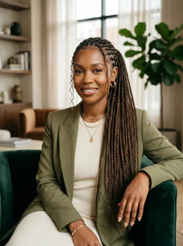 Side ponytail box braids