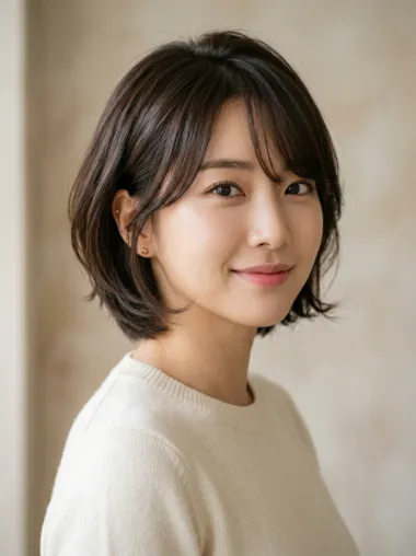 Side swept bangs bob