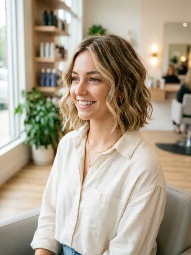 Side swept bangs bob