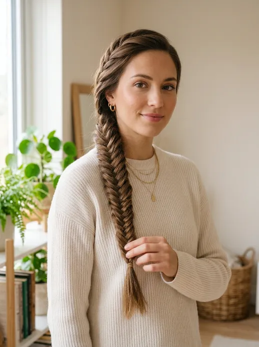 Simple fishtail braid