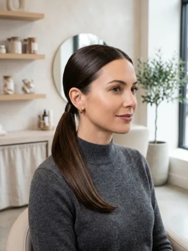 Sleek low ponytail