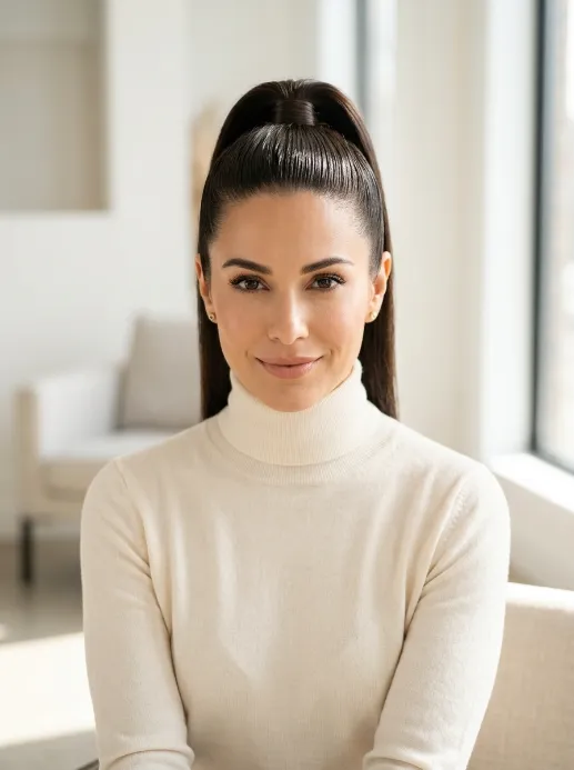 Sleek ponytail with a wrap