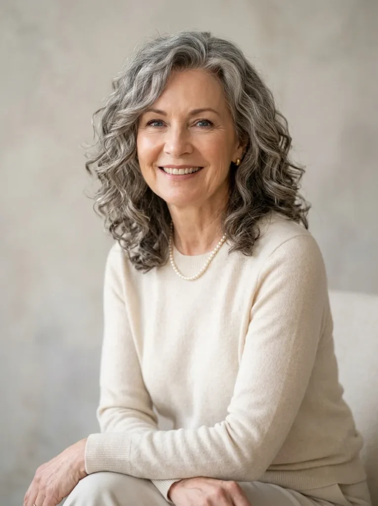 Soft wavy perm for mature hair