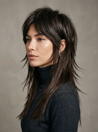 Straight long wolf cut
