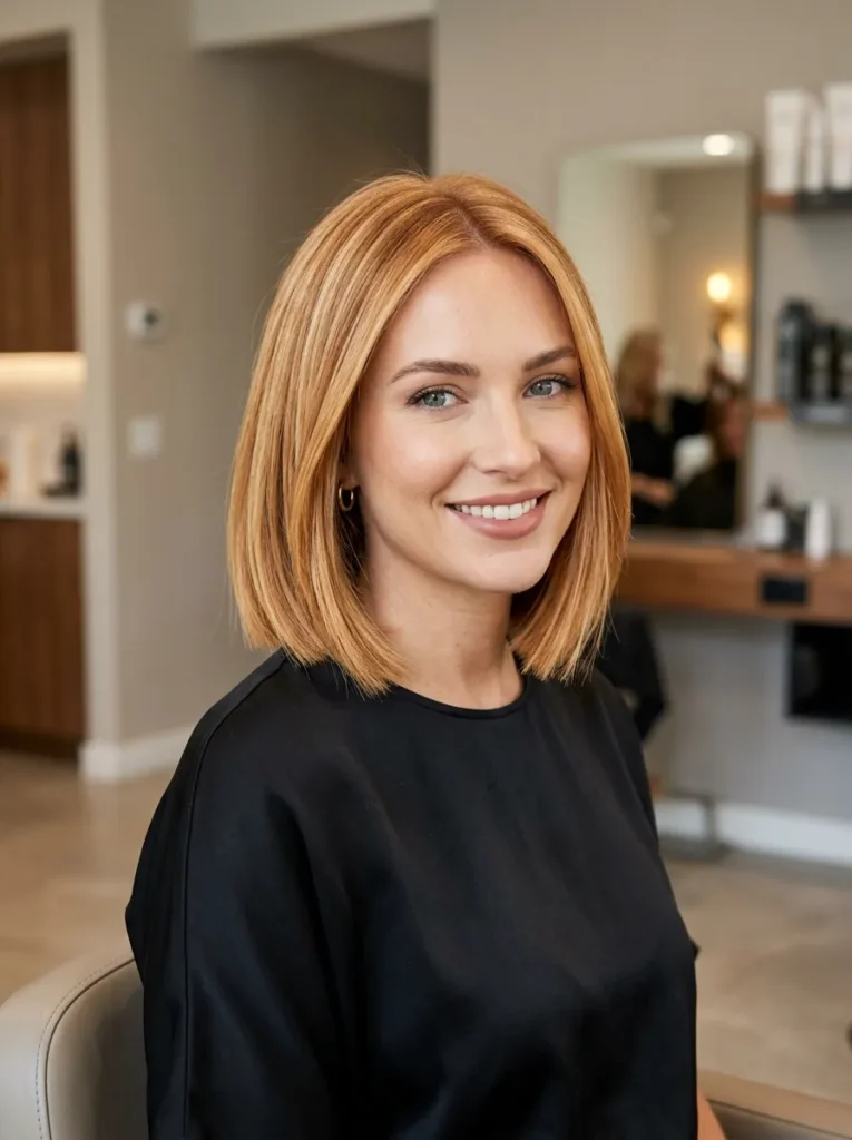 Strawberry blonde bob