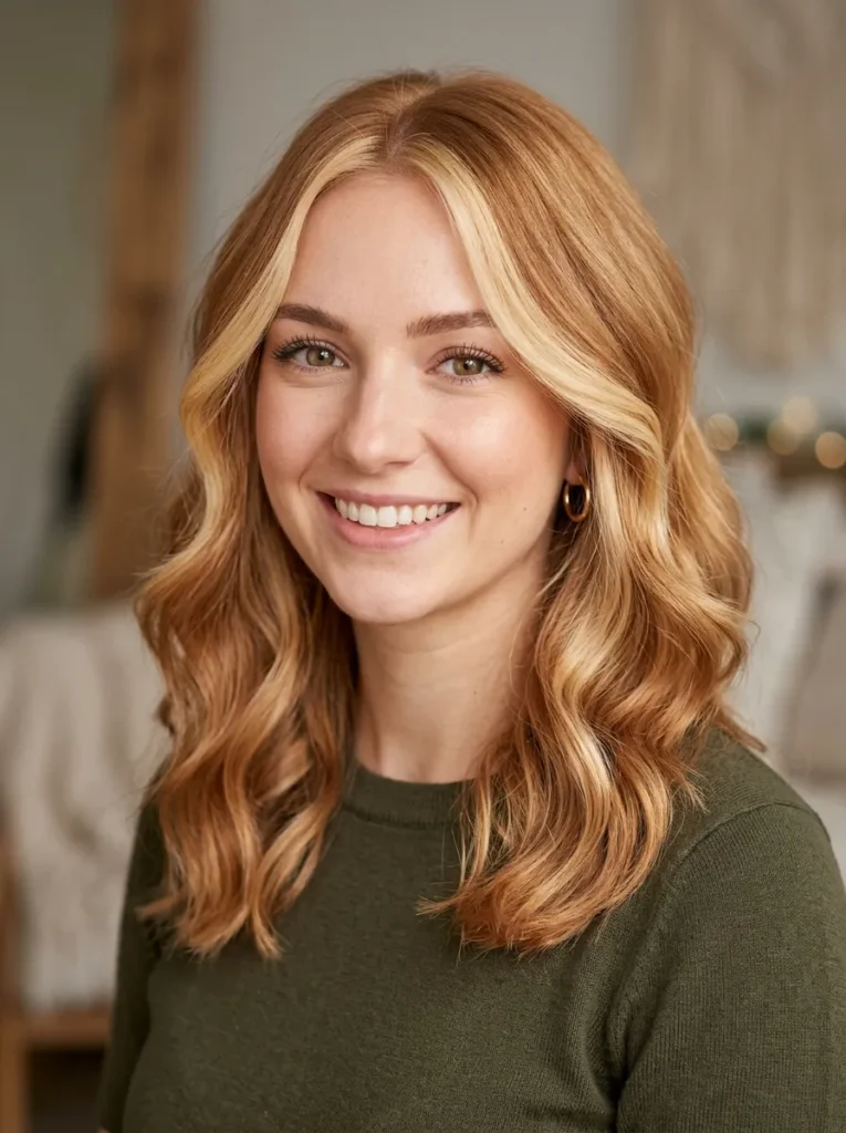 Strawberry blonde with money piece