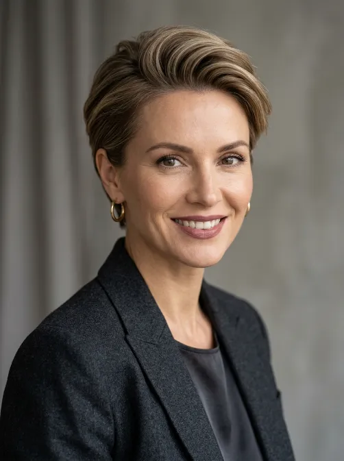 Swept back pixie