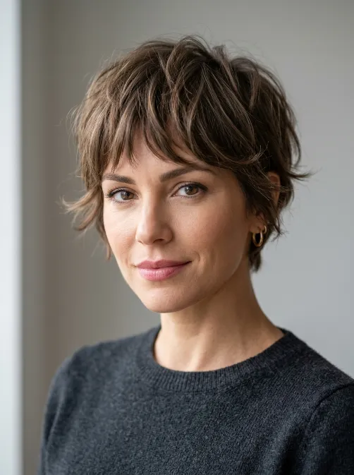 Textured crop with bangs