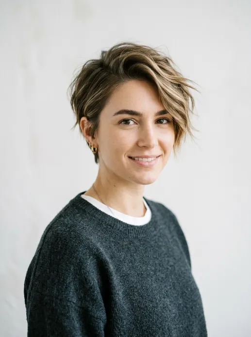 Textured crop with side part
