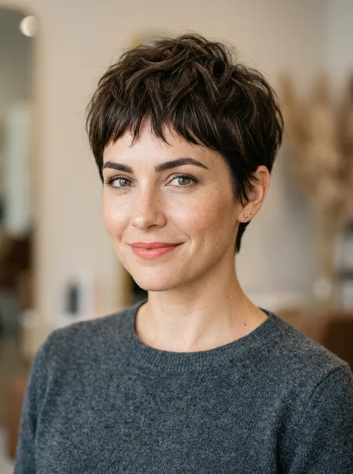 Textured fringe pixie